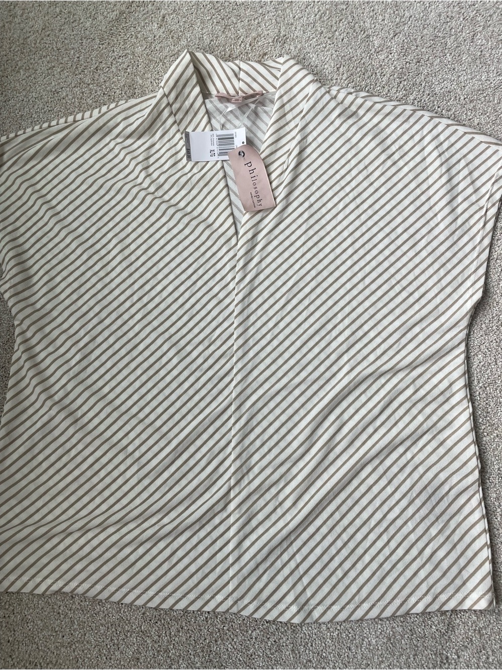 Philosophy Cream and Tan Striped Tunic